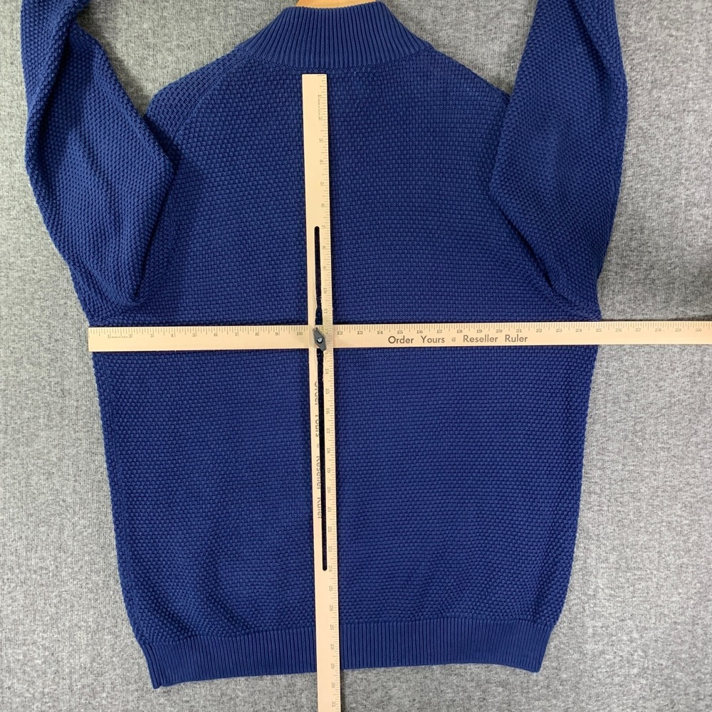 Vineyard Vines Knit Sweater Men Large Blue 1/4 Zip Waffle Saltwater Pullover - Picture 7 of 10